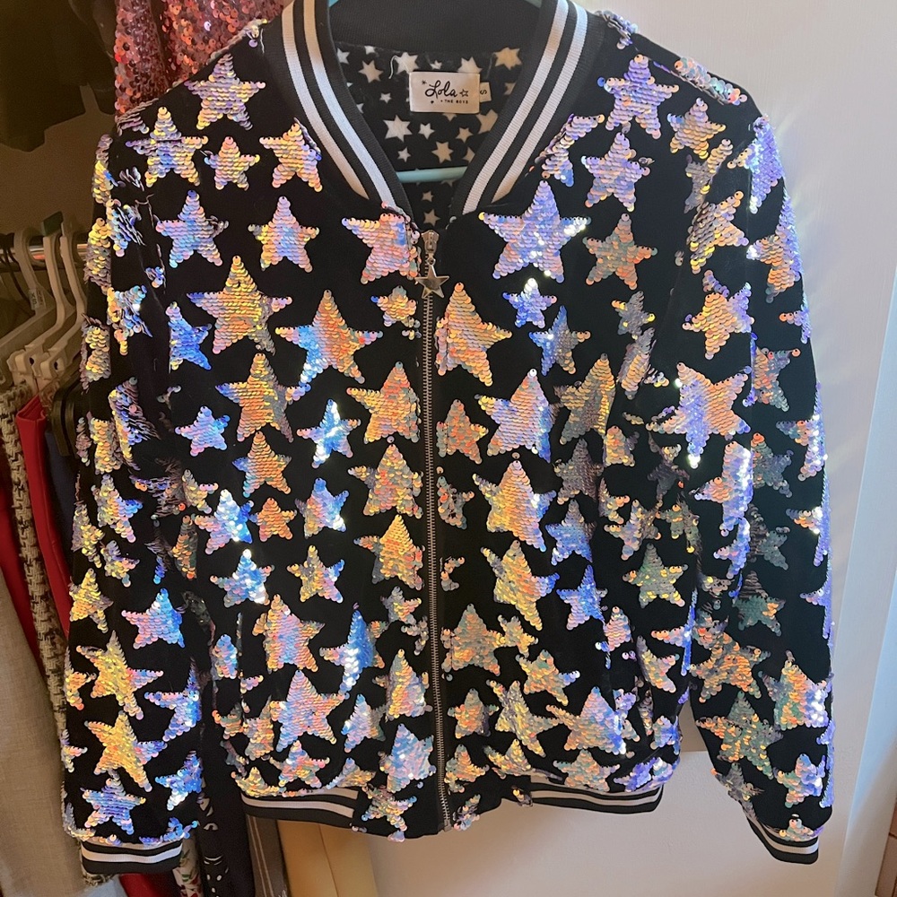 COPY - Lola and the Boys star sequin reversible jacket! Iridescent unicorn star…